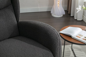 English Elm 049-teddy Plush Wingback Rocking Chair Solid Wood Base Nursery and Living Room Comfort Dark Gray W527P147433