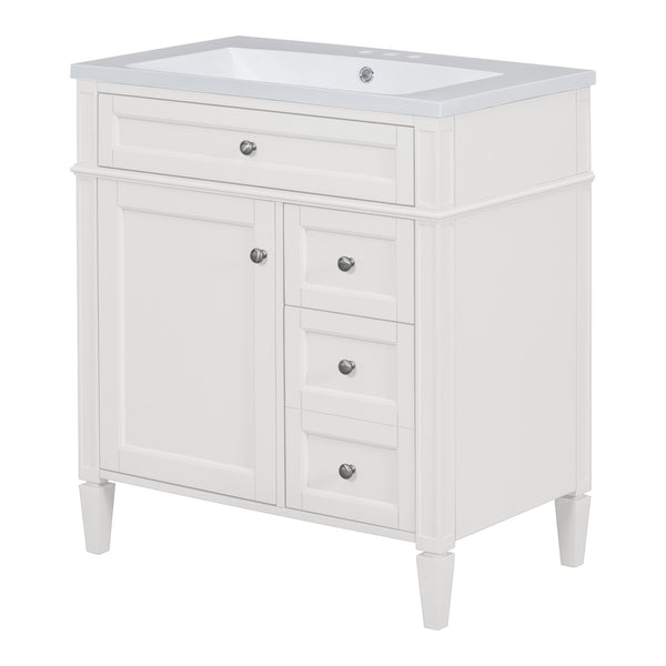 English Elm 30'' Modern Bathroom Vanity With Resin Sink, Elegant Storage Cabinet & Smart Organization Solutions SW000122AAK-2