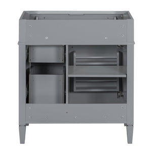 English Elm 30'' Modern Bathroom Vanity Cabinet With 2 Drawers, Tip-Out Storage, Elegant Roman Legs & Adjustable Shelf N710P250685E