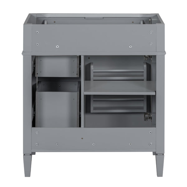 English Elm 30'' Modern Bathroom Vanity Cabinet With 2 Drawers, Tip-Out Storage, Elegant Roman Legs & Adjustable Shelf N710P250685E