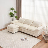 Modern 3-Seat Sofa with Ottoman, Polyester Sleeper