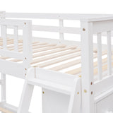 Hearth and Haven Wooden Twin Over Full Bunk Bed with Six Drawers and Flexible Shelves, Bottom Bed with Wheels, White(Old Sku:Lp000531Aak) LT001531AAK-1