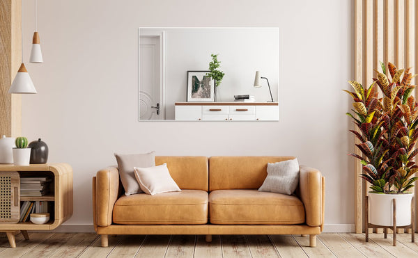 English Elm 48"x32" Oversized Modern Rectangle Bathroom Mirror with Aluminum Frame, Explosion-Proof Glass for Safe Wall Display and Versatile Vertical or Horizontal Mounting White W708P146111