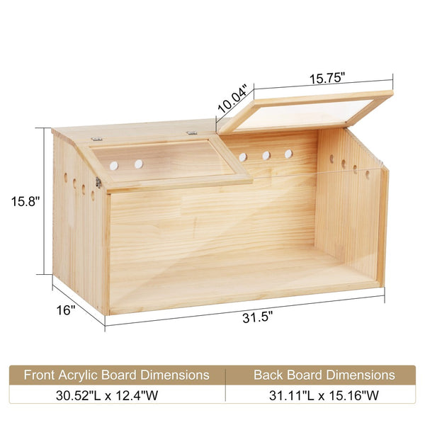 English Elm Middle Pine Wood Small Animal Habitat with Clear Acrylic Front Panel for Easy Viewing W2181P156758