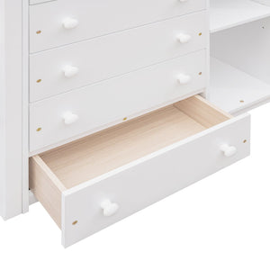 English Elm Wooden Twin Over Full Bunk Bed with Stair Drawers Shelves and Rolling Bottom White LT001531AAK-1