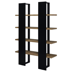 English Elm Mystrene Contemporary Black and Walnut 4-Shelf Bookcase – Two-Tone Open Shelves, Tall Display Storage (70.75") B062P153769