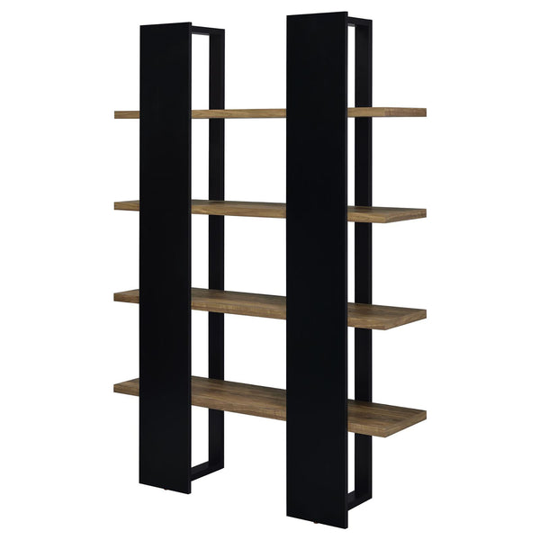 English Elm Mystrene Contemporary Black and Walnut 4-Shelf Bookcase – Two-Tone Open Shelves, Tall Display Storage (70.75") B062P153769