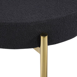English Elm Woker Boucle Sherpa Dining Chairs Set of 2 Brass Legs Mid-century Modern Curved W1567P147203