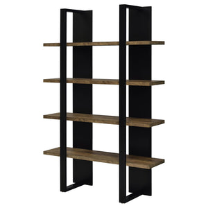 English Elm Mystrene Contemporary Black and Walnut 4-Shelf Bookcase – Two-Tone Open Shelves, Tall Display Storage (70.75") B062P153769