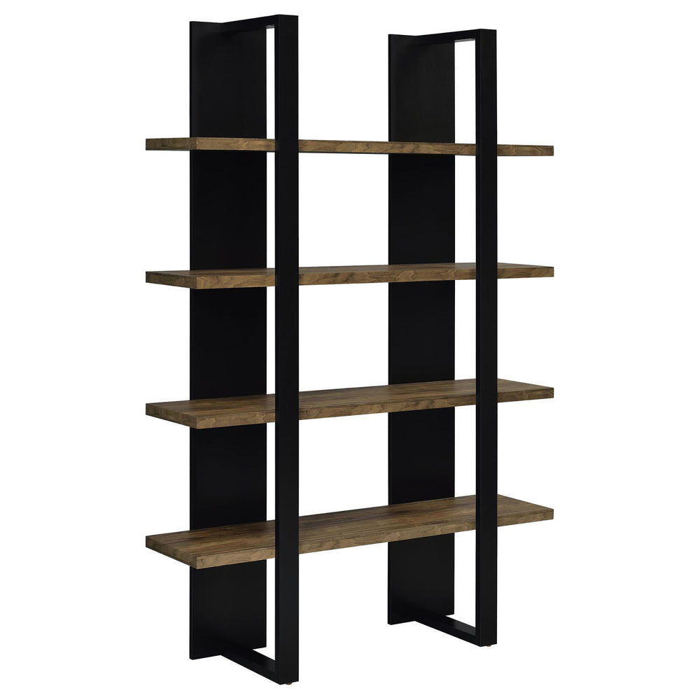 English Elm Mystrene Contemporary Black and Walnut 4-Shelf Bookcase – Two-Tone Open Shelves, Tall Display Storage (70.75") B062P153769