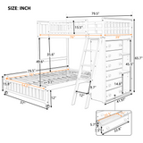 Hearth and Haven Grayson Twin over Full Bunk Bed with Shelves, 6 Drawers and Wheels, Grey LT001531AAK-1