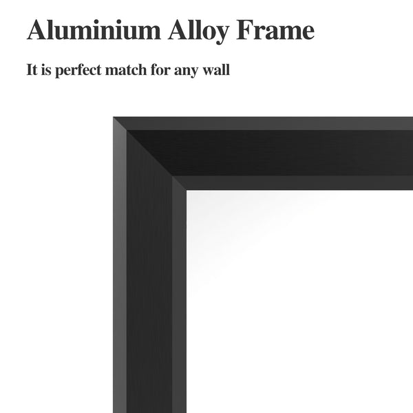 English Elm 48"x32" Oversized Modern Rectangle Bathroom Mirror with Aluminum Frame, Explosion-Proof Glass for Safe Wall Display and Versatile Vertical or Horizontal Mounting Black W708P146108