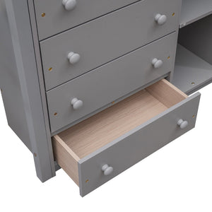 English Elm Wooden Twin Over Full Bunk Bed with Stair Drawers Shelves and Rolling Bottom LT001531AAE-1