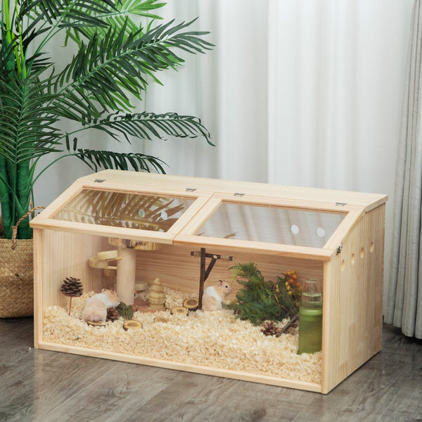 English Elm Middle Pine Wood Small Animal Habitat with Clear Acrylic Front Panel for Easy Viewing W2181P156758
