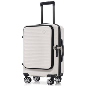 English Elm Carry-on Abs Hard Shell Suitcase with Front Access Pocket Usb Port Spinner Wheels PP314954AAK