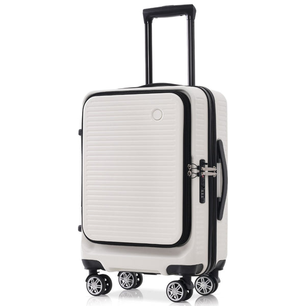 English Elm Carry-on Abs Hard Shell Suitcase with Front Access Pocket Usb Port Spinner Wheels PP314954AAK