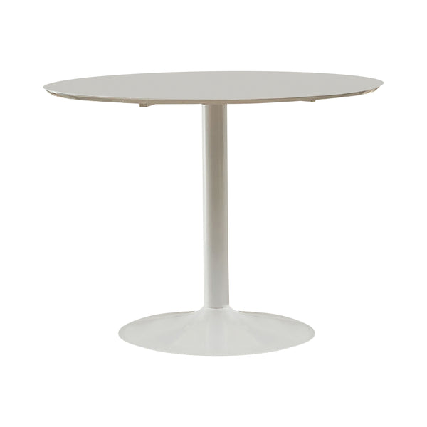 English Elm White Round Dining Table Mid-Century Modern Glossy Finish on Slender Metal Base, 40" Chic Centerpiece B062P153872