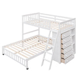 Hearth and Haven Grayson Twin over Full Bunk Bed with Shelves, 6 Drawers and Wheels, Grey LT001531AAK-1