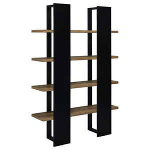 English Elm Mystrene Contemporary Black and Walnut 4-Shelf Bookcase – Two-Tone Open Shelves, Tall Display Storage (70.75") B062P153769