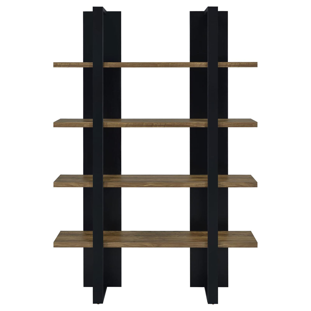 English Elm Mystrene Contemporary Black and Walnut 4-Shelf Bookcase – Two-Tone Open Shelves, Tall Display Storage (70.75") B062P153769