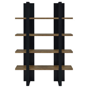 English Elm Mystrene Contemporary Black and Walnut 4-Shelf Bookcase – Two-Tone Open Shelves, Tall Display Storage (70.75") B062P153769