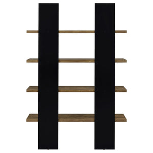 English Elm Mystrene Contemporary Black and Walnut 4-Shelf Bookcase – Two-Tone Open Shelves, Tall Display Storage (70.75") B062P153769