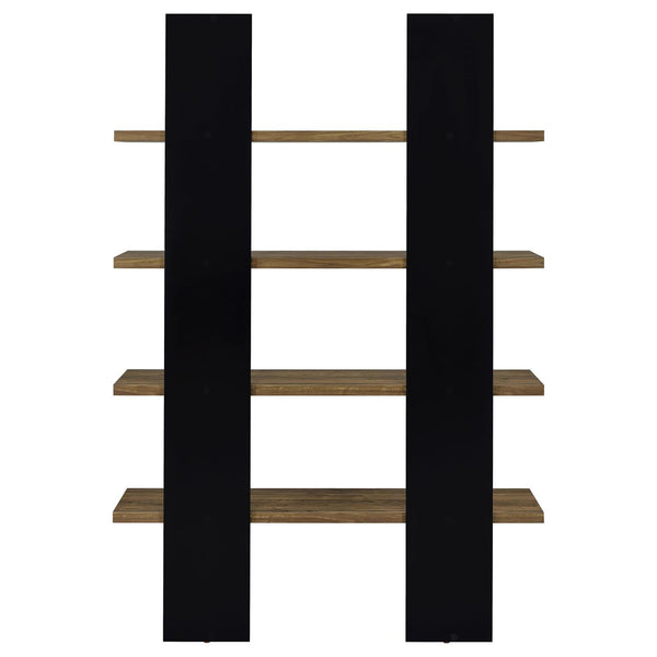 English Elm Mystrene Contemporary Black and Walnut 4-Shelf Bookcase – Two-Tone Open Shelves, Tall Display Storage (70.75") B062P153769