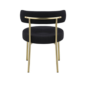 English Elm Woker Boucle Sherpa Dining Chairs Set of 2 Brass Legs Mid-century Modern Curved W1567P147203