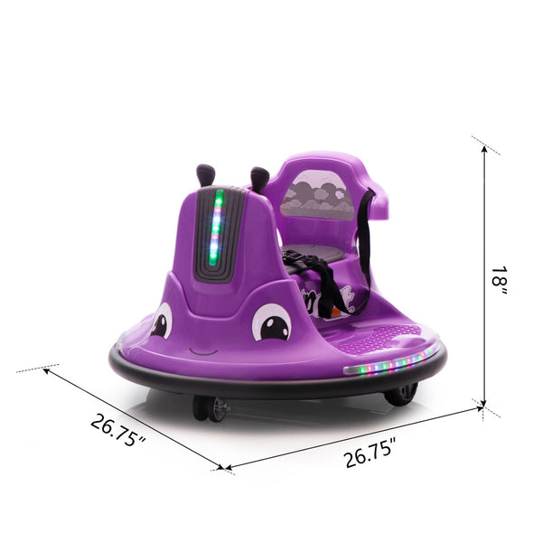 English Elm 12v Snail Ride on Bumper Car for Toddlers with Remote Led Lights Music Spin Play W2181P156753