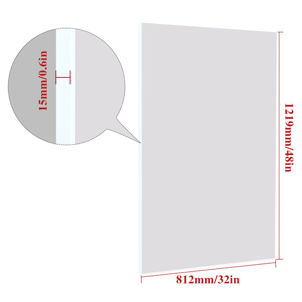 English Elm 48"x32" Oversized Modern Rectangle Bathroom Mirror with Aluminum Frame, Explosion-Proof Glass for Safe Wall Display and Versatile Vertical or Horizontal Mounting White W708P146111