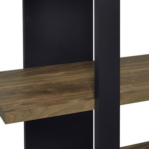 English Elm Mystrene Contemporary Black and Walnut 4-Shelf Bookcase – Two-Tone Open Shelves, Tall Display Storage (70.75") B062P153769