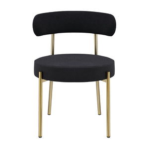 English Elm Woker Boucle Sherpa Dining Chairs Set of 2 Brass Legs Mid-century Modern Curved W1567P147203
