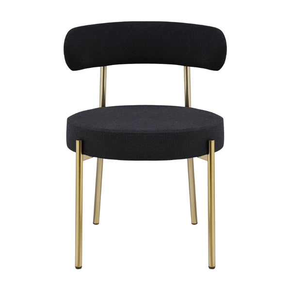 English Elm Woker Boucle Sherpa Dining Chairs Set of 2 Brass Legs Mid-century Modern Curved W1567P147203
