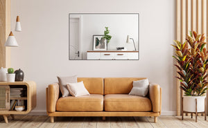 English Elm 48"x32" Oversized Modern Rectangle Bathroom Mirror with Aluminum Frame, Explosion-Proof Glass for Safe Wall Display and Versatile Vertical or Horizontal Mounting Black W708P146108