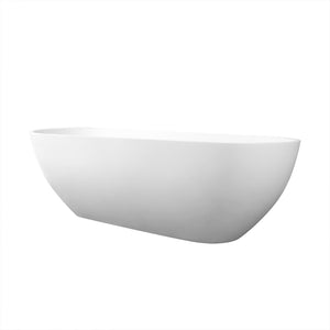 English Elm 68.9 Inch Stone Resin Freestanding Soaking Tub Matte White Spa Bath Ergonomic W1613P160637