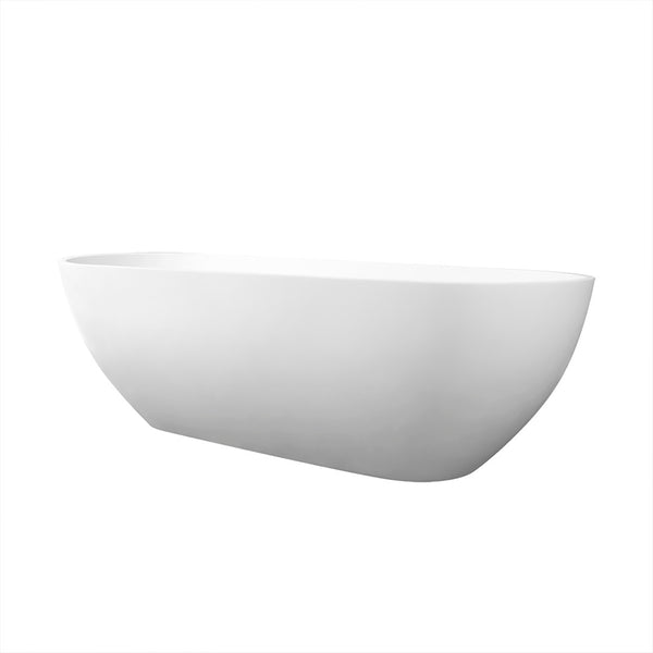 English Elm 68.9 Inch Stone Resin Freestanding Soaking Tub Matte White Spa Bath Ergonomic W1613P160637