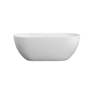 English Elm 59 Inch Oval Freestanding Soaking Tub Solid Stone Resin Matte White Spa Bath W1613121722