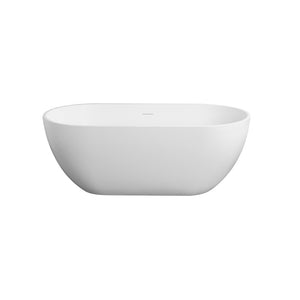 English Elm 59 Inch Oval Freestanding Soaking Tub Solid Stone Resin Matte White Spa Bath W1613121722