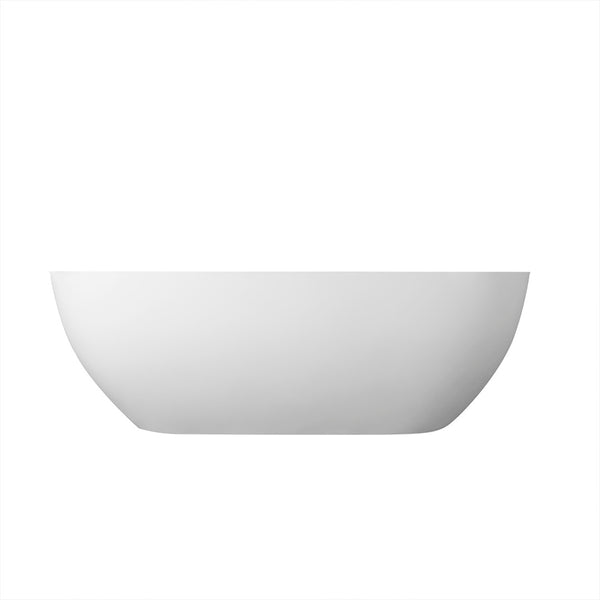 English Elm 68.9 Inch Stone Resin Freestanding Soaking Tub Matte White Spa Bath Ergonomic W1613P160637