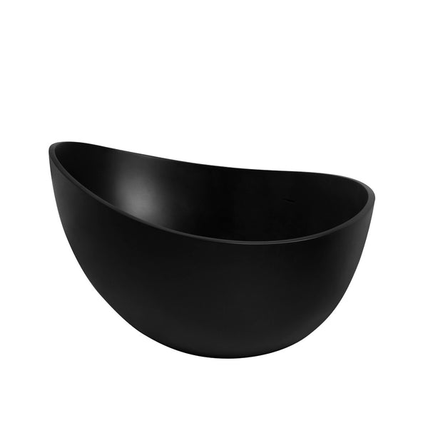 English Elm 63 Inch Stone Resin Freestanding Soaking Tub Matte White Spa Bath for Modern Homes W1613P160641