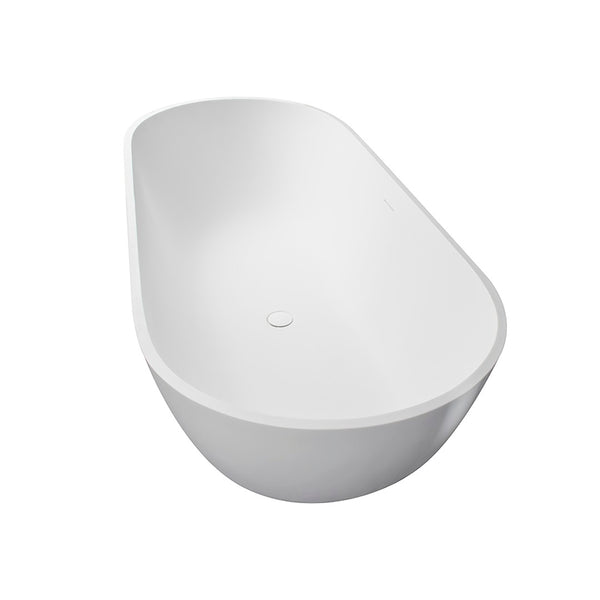 English Elm 68.9 Inch Stone Resin Freestanding Soaking Tub Matte White Spa Bath Ergonomic W1613P160637