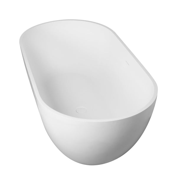 English Elm 59 Inch Oval Freestanding Soaking Tub Solid Stone Resin Matte White Spa Bath W1613121722