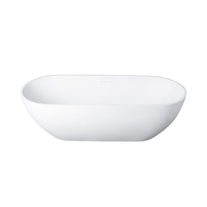 English Elm 68.9 Inch Stone Resin Freestanding Soaking Tub Matte White Spa Bath Ergonomic W1613P160637