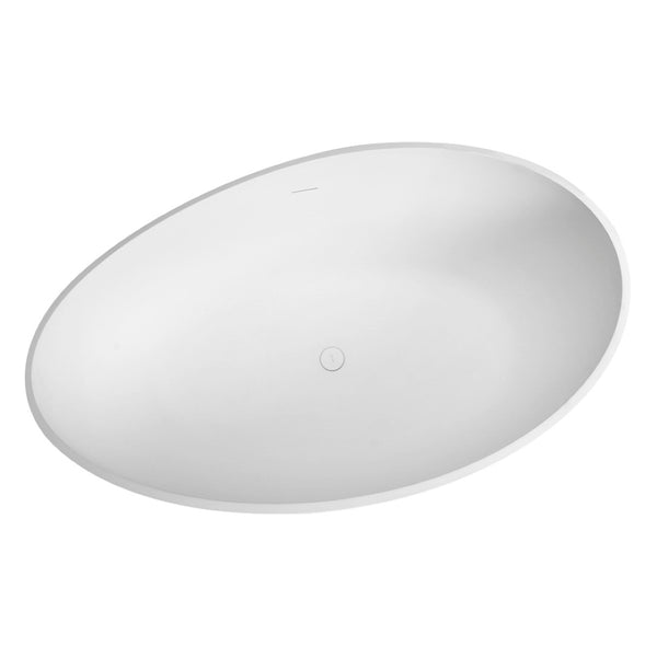 English Elm 63 Inch Stone Resin Freestanding Soaking Tub Matte White Spa Bath for Modern Homes W1613P160639