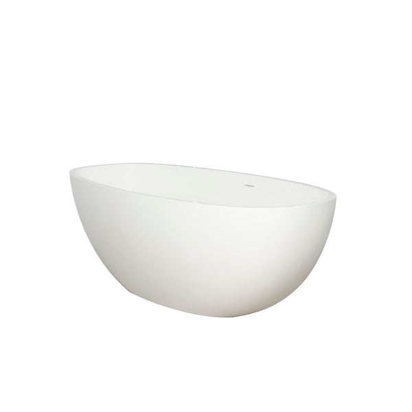 English Elm 65.2 Inch Stone Resin Freestanding Soaking Tub Matte White Spa Bath W1613P160636