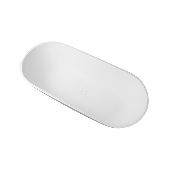 English Elm 68.9 Inch Stone Resin Freestanding Soaking Tub Matte White Spa Bath Ergonomic W1613P160637
