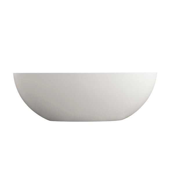 English Elm 65.2 Inch Stone Resin Freestanding Soaking Tub Matte White Spa Bath W1613P160636