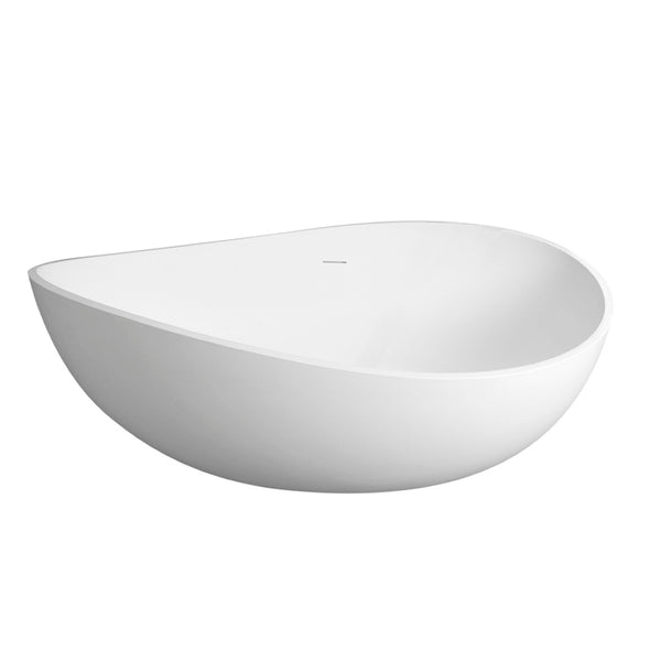 English Elm 63 Inch Stone Resin Freestanding Soaking Tub Matte White Spa Bath for Modern Homes W1613P160639