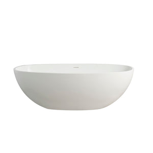 English Elm 65.2 Inch Stone Resin Freestanding Soaking Tub Matte White Spa Bath W1613P160636