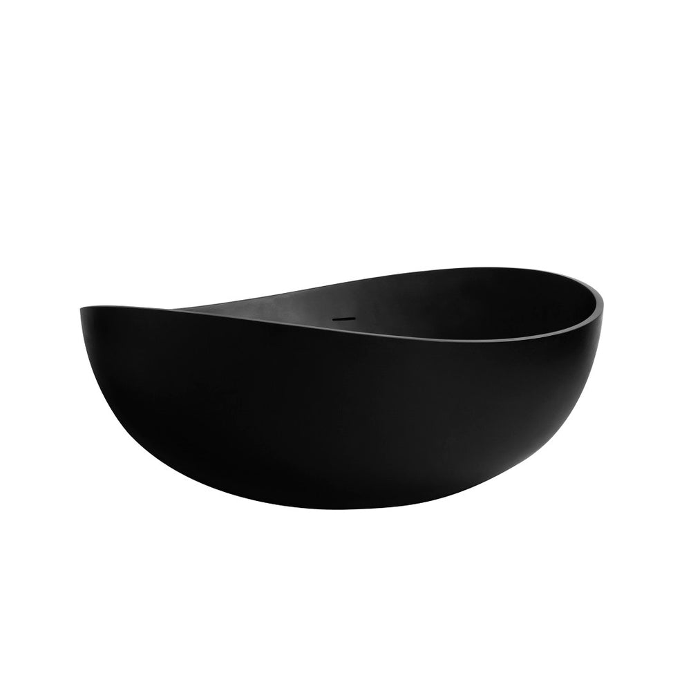English Elm 63 Inch Stone Resin Freestanding Soaking Tub Matte White Spa Bath for Modern Homes W1613P160641